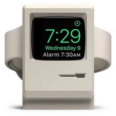 AppleWatch 復古電腦造型矽膠充電底座 iwatch配件 蘋果手錶充電支架, 1個, 復古小電腦白色充電底座