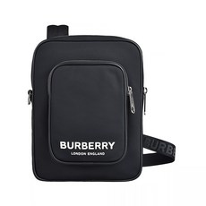 BURBERRY 字母LOGO尼龍拉鍊斜背包, 1個, 黑