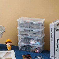 투명 카드 정리함 퍼즐 보관함 소품 정리 수납 박스 폴딩 가방 옷장 옷 용품 편리한, 1개, 긴형 4개