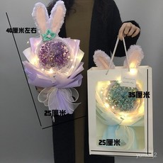 生日禮物滿天星幹花花束畢業禮物創意真花送女友閨蜜聖誕節禮物, 米奇髮箍+藍色滿天星+禮品袋,乾花包