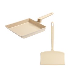 트루쿡 IH 세라믹 대형 계란말이팬 실리콘 자이언트 뒤집개 세트 베이지, 1개, 23cm