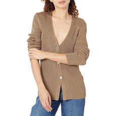 Vince 여성용 골지 버튼 가디건 밤나무. 173846