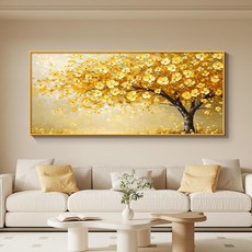 보석십자수 재물 나무 대형 돈나무 비즈 도안 가로형, 예술적 유화 캔버스, 125x50cm, 머니트리 B