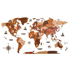 세계지도 벽장식 회의실 모자이크 거실 터 교실 다이아몬드 원목 150x90cm, 원목색, 특대