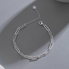 여성을위한 925 스털링 실버 반짝 이는 지르콘 잎 팔찌 우아한 조절 링크 체인 알레르기 방지 파티 Jewelry, 05 silver 08