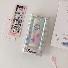 Hisocute 銀色炫彩人生四格卡冊 追星小卡收納相冊, 星星