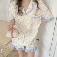 유니온 여성용 귀염 프릴 잠옷세트