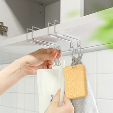 1+1 304올스텐 주방 싱크대 고무장갑 걸이 무타공 수세미 고리집게, 1+1 듀얼걸이, 1개