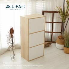 LiFArt 日系簡約三層附門收納櫃 多色選擇 E1環保板材 台灣製造 42x28.2x89公分, 春日橡木色(白門款)