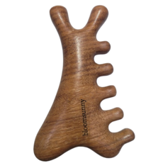 블룸써니 프리미엄 원목 괄사 두피 얼굴 마사지기, 내추럴원목, 1개