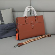 HERMÈS皮革公事包，商務手提包，附肩帶，簡約設計，大容量, 棕色