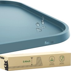 사료 반려동물 매트 왜곡 저항성 상승 가장자리 음식물 물그릇용 방수 실리콘 배치 미끄럼 방지 베이스 보호 바닥 BPA 프리 & 식기세척기 사용 가능 18.5x11.5인치 소형, 18.5"L x 11.5"W, Green