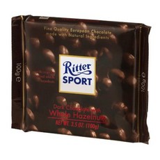 리터 스포츠 통 헤이즐넛 다크 바 99.2g Ritter Sport Whole Hazelnut Dark Bar 3.5 Oz, 1개
