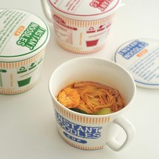 컵라면도자기 라면그릇 육개장 사발면 전용 손잡이 용기, 1세트, 그린