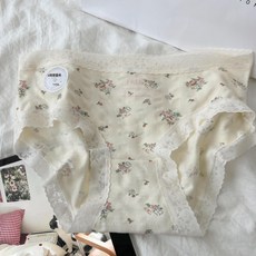 穎嬌雅 女士純棉內褲 簡約印花中腰三角褲, L  80-110斤