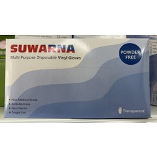 SUWARNA 拋棄式乙烯手套 無粉 透明, 透明無色, S, 10個
