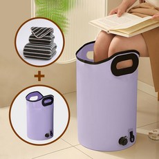 가정용 8겹 보온 족욕기 종아리 족욕통 수족냉증 임산부 족욕 족욕바구니 접이식 배수형 핸드타올 증정, 퍼플+핸드 타올, 1개