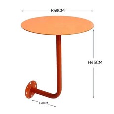 붙박이 테이블 소형카페 원형 카페 벽걸이형, 40cm 직경 오렌지