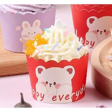 大祺百貨 熊熊造型蛋糕紙杯 一次性馬芬杯 耐高溫烘培 小號 50入, 詳見包裝, 詳見包裝