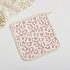 純棉四層紗布口水巾，嬰兒圍兜，寶寶洗臉巾，R96004, 粉豹紋, 1個