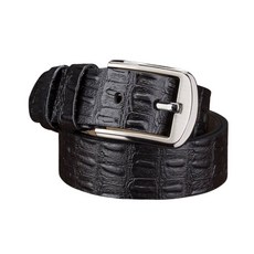 時尚男士真皮皮帶 商務休閒銀色扣頭腰帶