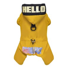 Izefia 강아지 코트 반려동물 의류 점프수트 방풍 추운 날씨용 4다리 재킷 행운을 빕니다 따뜻한 겨울 두꺼운 옷 방수 눈 방지 면 소형견 중형 고양이 옐로우 M, 1