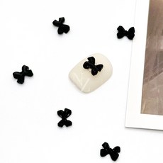 매트 미니 리본 네일파츠, 블랙, 4개, 블랙