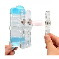 아우라펫 햄스터 아크릴 자석 급수기 물통 거치대, 1개, 투명