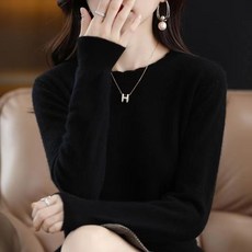 루스리더 여성용 부드러운 가을겨울 단색 라운드 니트 스웨터 E484