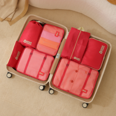 旅行收納七件套 斜紋布材質, 西瓜紅