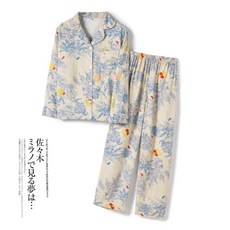 孕婦 輕奢 莫奈花卉 雙層紗布 純棉 兩件式睡衣 女套裝