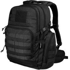 RIVER ROAD Huntex 남성 및 여성용 40L 전술 백팩 - 사냥 하이킹 여행 야외 스포츠 백팩 밀리터리 스타일 블랙. 스포츠, 블랙