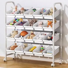 SeekFun 수납함 이동식 장난감 수납장 바스켓 트롤리 소형 정리함 교구장 16칸 20칸, 20단, 화이트