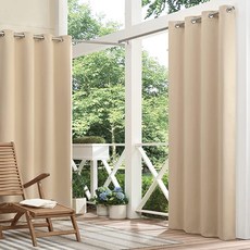 ECLIPSE Bradford 열 단열 암막 방수 그로밋 커튼 야외 또는 파티오용패널 1개 132 x 213.4cm52 84인치 실버 화이트 172048, 린넨