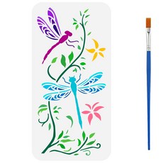 PET 익스프레션 페인팅 스텐실 동물 테마 벽화 패턴 유니크 벽면 아트 DIY, 드래곤플라이 467, 1개