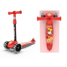 汪汪隊兒童滑板車 平衡滑板車 兒童學步車 加大加寬閃光坦克輪 三輪滑板車, 1個, 小號毛毛紅