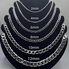 남성 925 스털링 실버 목걸이 2/4/6/8/10/12MM 40-75cm 페이스 체인 목걸이 랍스터 체인 남성 여성 약혼 보석 선물