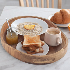 휘잇 타원형 원목 우드 트레이 아카시아 홈카페 플레이팅, 1개, One Color