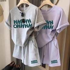 休閒套裝女 夏季休閑新款運動跑步套裝女寬松洋氣減齡短袖短褲年輕時尚兩件套