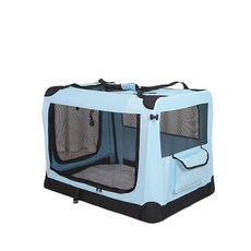 可摺疊車載寵物籠 行動式外出旅行犬貓籠, 天藍色, 1個