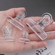 [행복사이소]투명 플라스틱 사무용 집게 A4용지 서류 불독 클립 대형 페이퍼 종이 파일 문서 악보 다이어리 다꾸 고정, 1개, 상세페이지 참조