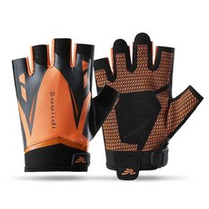 健身手套 重訓手套 半指防滑手套 男女騎行單車 器械訓練, 橘色,XL, 1個