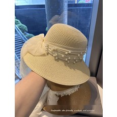 [여성스러운 볼캡] 야구모자 캡모자 진주 리본 프렌치룩 코디, 4 아이보리, M (5658cm)