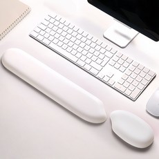 메모리폼 말랑 키보드 마우스 손목받침대 세트 팜레스트 생활방수 손목보호대, 1세트, 화이트