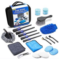 COOGEO 21피스 자동차 디테일링 키트 Compelete 자동차 클리닝 키트 내부 클리너 디테일링 브러시 포함 세차 키트 클리닝 젤 워시 장갑 남성용 자동차 관리, 21PCS