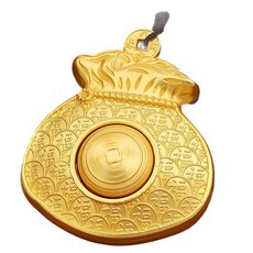 合金招財進寶時來運轉福袋轉轉手把件解壓把玩金屬工藝品送禮禮物, 1個, 雙面轉轉沙金福袋(合金款)+珠繩:雙面轉轉沙金福袋(合金款)+珠繩