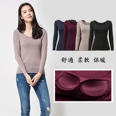 莫代爾帶胸墊長袖上衣 BRA-TOP 舒適保暖內衣