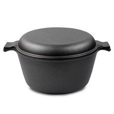 더치오븐 주철 아이언 양수 바베큐 냄비 솥 캠핑 무쇠 뚜껑 세트 팬 와플 그릴팬 올인원, 02. 25CM, 1개