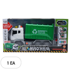 비앤씨 마이티기어 파워프릭션 분리수거트럭 중장비 작동완구 자동차, 초록, 1개