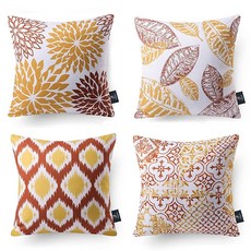 PHANTOSCOPE Phantoscope 4개 세트 뉴 리빙 시리즈 할로윈 벨벳 베개 나뭇잎 기하학적 담요 장식 가을 커버 쿠션 커버 오렌지 및 블랙 45.7 x 45.7c, 주황색